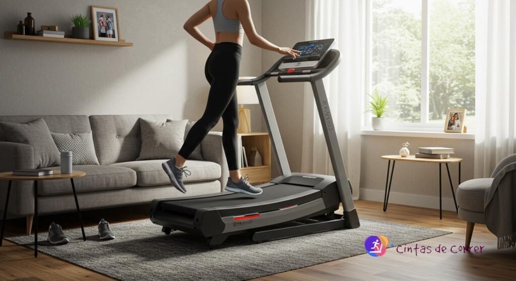 Cintas de Correr Curvas - Mujer sobre una cinta de correr en su casa